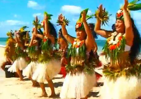 Cook Islands dancers perform on the beach