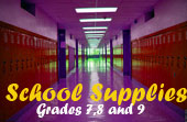 School Supplies for grades 7, 8 and 9